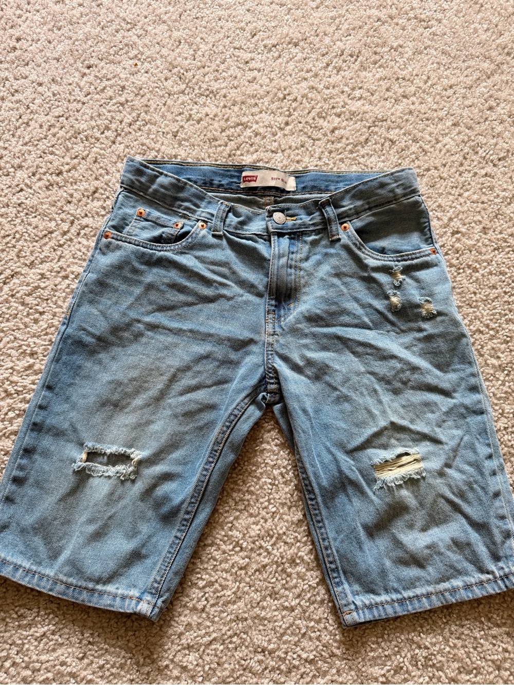 Levi's Light Blue Distressed Denim Shorts for Men
